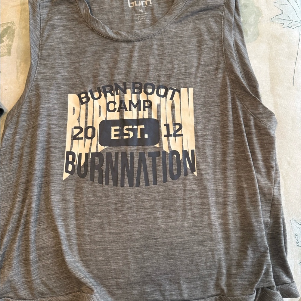Burn Boot Camp Gray Tank Top GUC